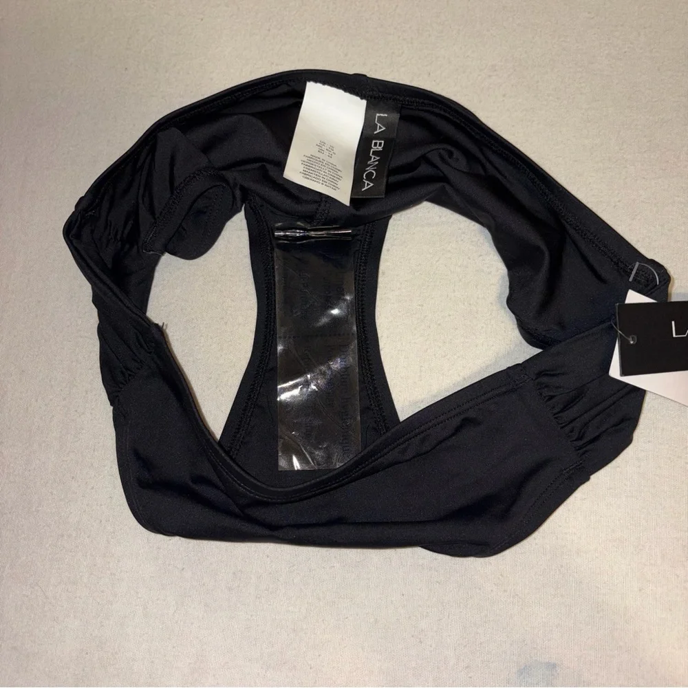 NWT La Blanca‎ Island Goddess Side Hipster Bikini Bottom black Size 10